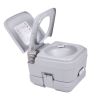 Lightweight Portable Toilet, 2.6 Gallon Flushable Camping Toilet, Sanitary Outdoor Travel Toilet for Tents Boats Semi Trucks RV Campers, Gray