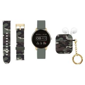 Kendall + Kylie Female Adult Smart Watch w/ Extra Strap & Earbud Set, Green Camo