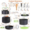 16Pcs Camping Cooking Ware Set Camping Stove Cookware Kit Aluminum Pot Pan Kettle Set with Bowls Knife Fork Spoon Carabiner Spatula Cutting Board for