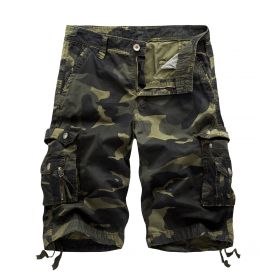 Men's Camo Cargo Shorts Cotton (Color: Green, size: 29)