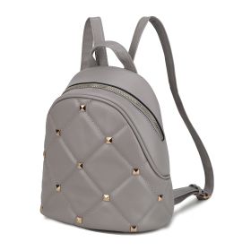 Hayden Quilted Vegan Leather with Studs Women Backpack (Material: Vegan Leather, Color: Grey)