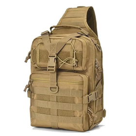 5L Unisex Medium Sling Shoulder Bag MOLLE Outdoor Daypack Backpack (Color: Khaki)